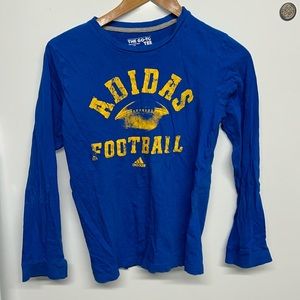 Adidas Football Blue Long Sleeve Shirt The Go-To Tee- Boys Large (14-16)